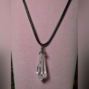 Swarovski Teardrop Icicle Austrian Crystal Clear Pendant Prism Necklace